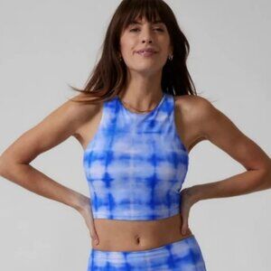 NWT Athleta Conscious Crop Bikini Top D-DD Blue Tie Dye Size M